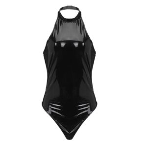 Patent Leather Bodysuit Women Halter Tight Backless Lingerie Night Clubwear Women Sexy Hot Exotic Underwear Lengerie Femenina