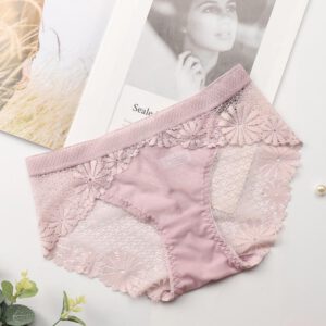 Woman Lace Panties Sexy Hollow Lace Transparent Briefs Middle Waist Lingerie Underwear Soft Breathable For 85-130 Sexy Beauty