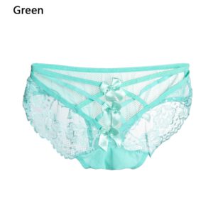 1PC Sexy Erotic Panties for Women Lace Bow Briefs G-String Low Waist Sexy Cross Bandage Transparent Thong Lingerie Underwear