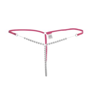 Sexy Bottom Women Pearl G string Thongs Elastic Briefs Crotch Open Thongs Seamless Underwear Sex Wear Erotic Panties with Pearl