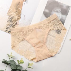 Woman Lace Panties Sexy Hollow Lace Transparent Briefs Middle Waist Lingerie Underwear Soft Breathable For 85-130 Sexy Beauty