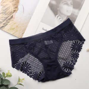 Woman Lace Panties Sexy Hollow Lace Transparent Briefs Middle Waist Lingerie Underwear Soft Breathable For 85-130 Sexy Beauty