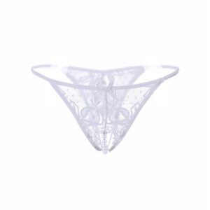 Women Lace Crotchless Panties Crotch Thong With Pearls Massaging Underwear