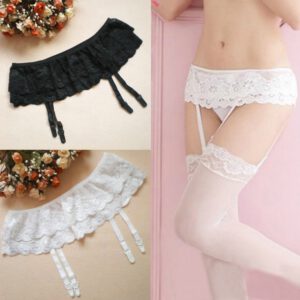 Sexy Lady Summer Style Black Sexy Lady 1pcs 2 Layer Floral Lace Garter Belt Suspender Lingerie Skirt Stocking 2017 Hot Sales