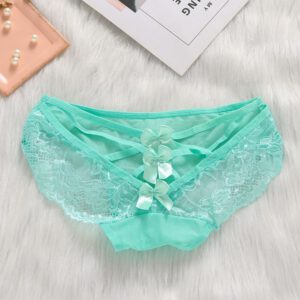 1PC Sexy Erotic Panties for Women Lace Bow Briefs G-String Low Waist Sexy Cross Bandage Transparent Thong Lingerie Underwear