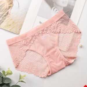 Woman Lace Panties Sexy Hollow Lace Transparent Briefs Middle Waist Lingerie Underwear Soft Breathable For 85-130 Sexy Beauty