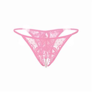 Women Lace Crotchless Panties Crotch Thong With Pearls Massaging Underwear