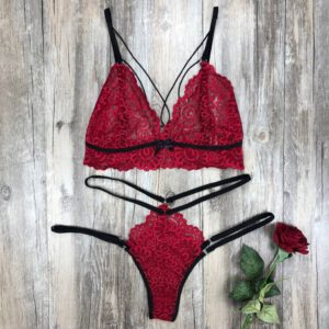 Women Bra Set Fashion Sexy Bra Polyester Lace Lingerie Straps Lenceria Mujer Women Sissy Panty Bandage Set Babydoll Sexy Bra Set