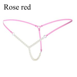 Sexy Bottom Women Pearl G string Thongs Elastic Briefs Crotch Open Thongs Seamless Underwear Sex Wear Erotic Panties with Pearl