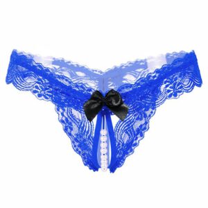 Hot Sexy Open Crotch Thongs G-String Lingerie Women Sexy Crotchless Panties Bowknot Pearls Lace Underwear Nightwear G-string