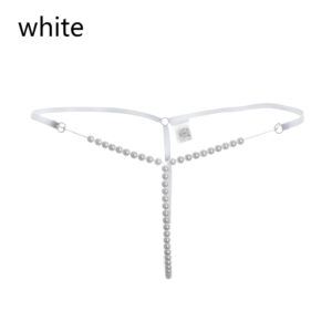 Sexy Bottom Women Pearl G string Thongs Elastic Briefs Crotch Open Thongs Seamless Underwear Sex Wear Erotic Panties with Pearl