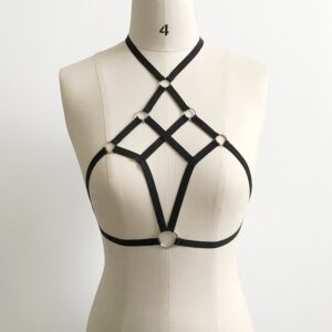 Sexy Women Girl Appliques Hollow Out Elastic Cage Bra Bandage Strappy Halter Bra