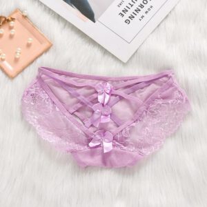 1PC Sexy Erotic Panties for Women Lace Bow Briefs G-String Low Waist Sexy Cross Bandage Transparent Thong Lingerie Underwear