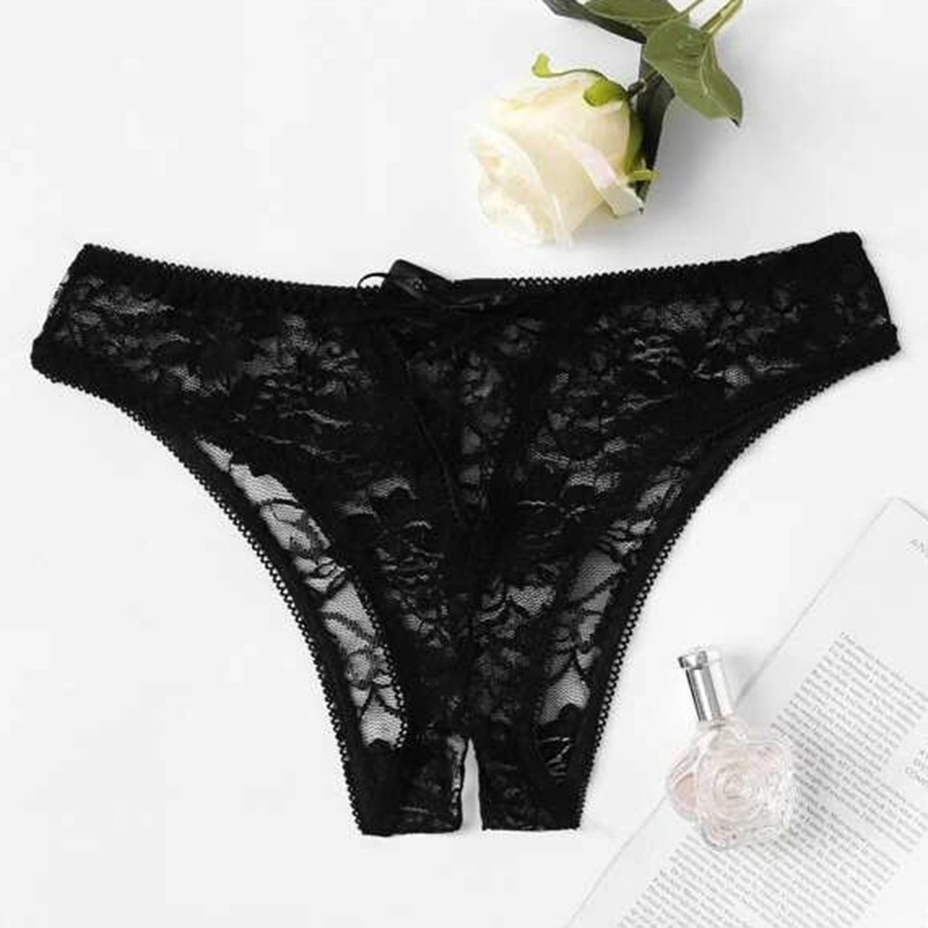 Women Sexy Crotchless Panties Lingerie Floral Lace