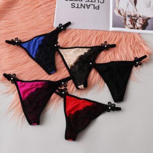 Fashion Women Sexy Lace Flowers Panties Summer Low Waist G-string Transparent Seamless T-back Briefs Underpants Erotic Lingerie